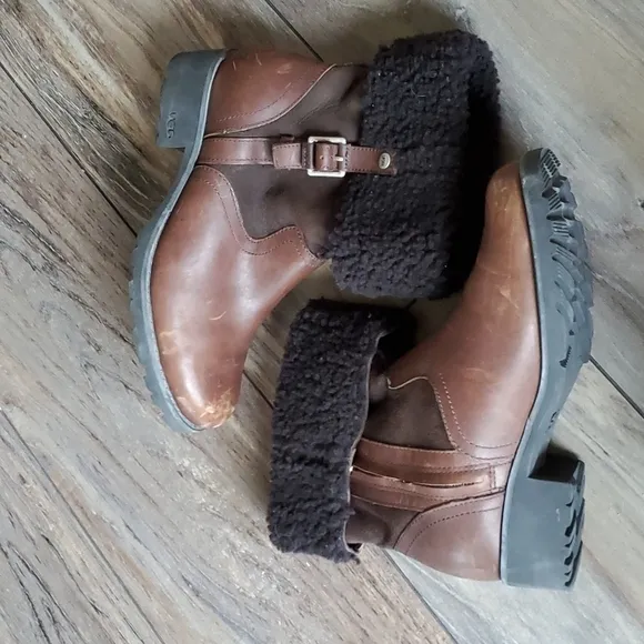 Ugg Australia Women Bellvue II Leather Ankle Booties shoes sz 7.5