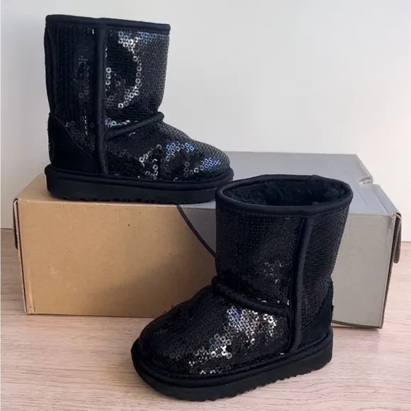 UGG Bailey Black Sequin Toddler Boots- SZ 7 C