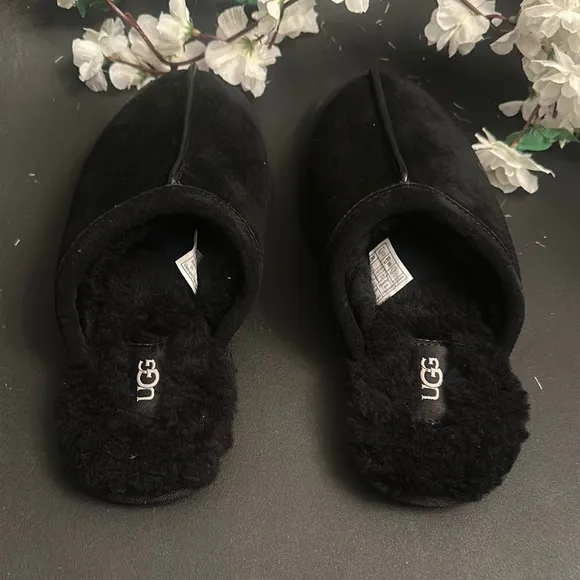 UGG Black Suede Slip-On Shoes