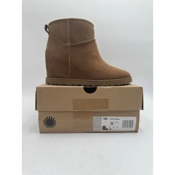 UGG CLASSIC FEMME MINI Women's NEW Boot Brown US Size 6 Medium (1104609)