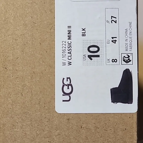 UGG Classic mini ii boot, black, size 9 or 10, new in box