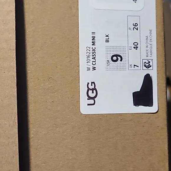 UGG Classic mini ii boot, black, size 9 or 10, new in box