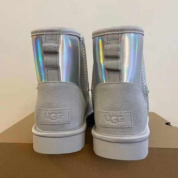 UGG Classic Mini Iridescent Glacier Grey Boots USA Women Size 8/UK 6/EU 39
