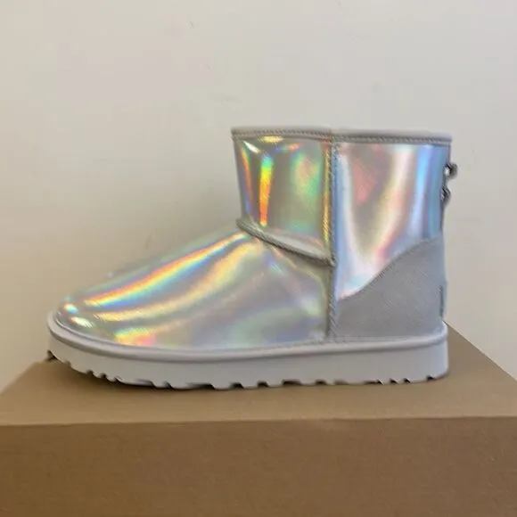 UGG Classic Mini Iridescent Glacier Grey Boots USA Women Size 8/UK 6/EU 39