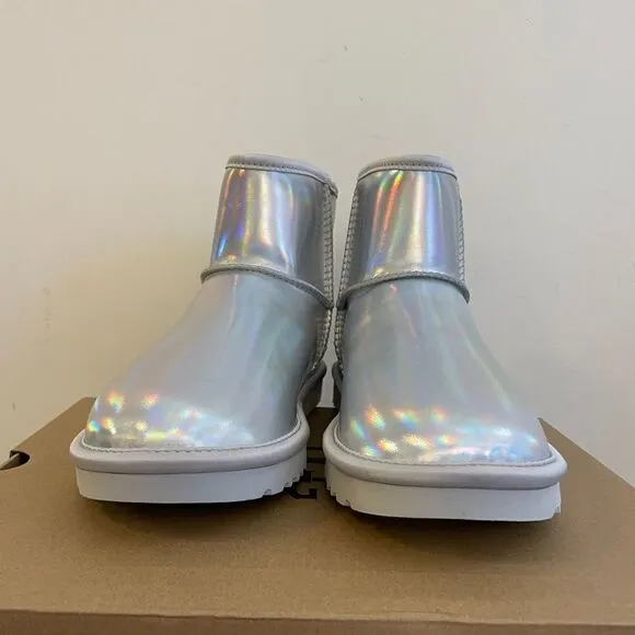 UGG Classic Mini Iridescent Glacier Grey Boots USA Women Size 8/UK 6/EU 39