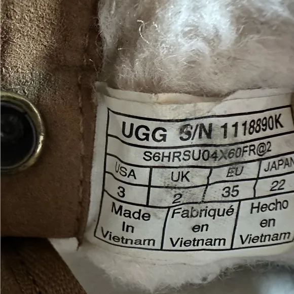 Ugg Jona Kids Boots Youth 1118890K Shearling Shorty Booties Size 3