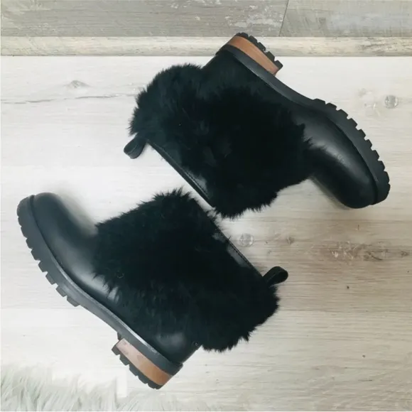 UGG Leather and Fur heeled Booties
