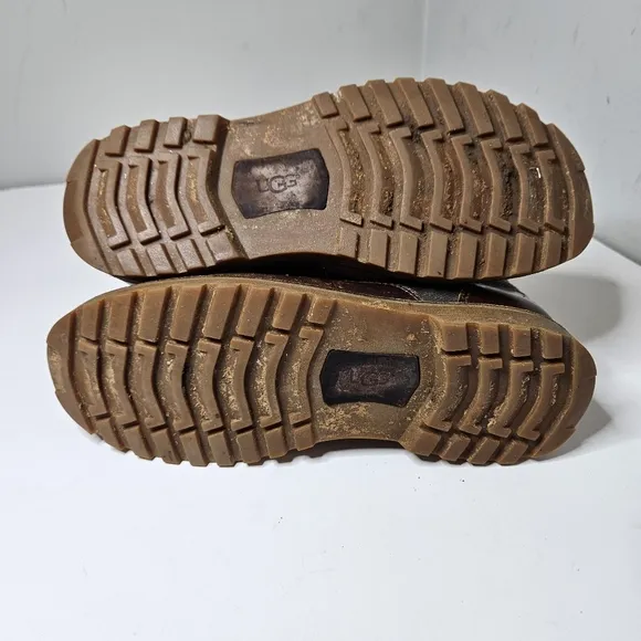 Ugg Montgomery Leather Canvas Boots Chestnut Brown Army Green Lug Soles Men's 9