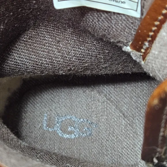 Ugg Montgomery Leather Canvas Boots Chestnut Brown Army Green Lug Soles Men's 9