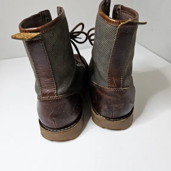 Ugg Montgomery Leather Canvas Boots Chestnut Brown Army Green Lug Soles Men's 9