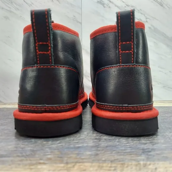 UGG Neumel M/1133777 BSRL Chukka Boots Men's Black Red Leather Comfort NR6898