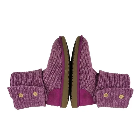 UGG Purple Cardy Sweater Knit Button Boots Size 3 Girl’s