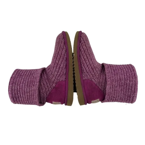 UGG Purple Cardy Sweater Knit Button Boots Size 3 Girl’s