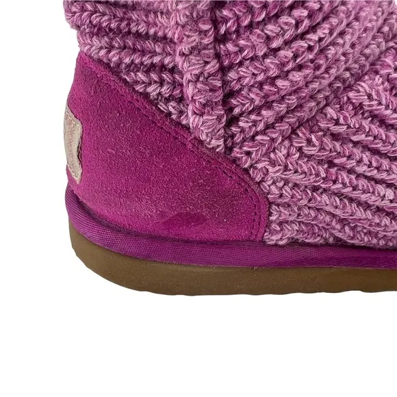 UGG Purple Cardy Sweater Knit Button Boots Size 3 Girl’s