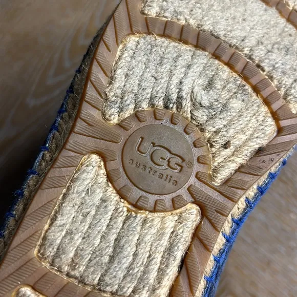 UGG SANDRINNE METALLIC BASKET RACING STRIPE BLUE SHOES 8