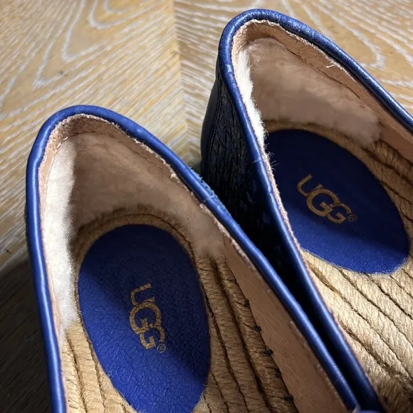 UGG SANDRINNE METALLIC BASKET RACING STRIPE BLUE SHOES 8