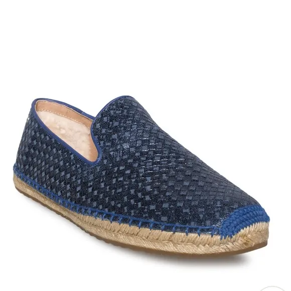 UGG SANDRINNE METALLIC BASKET RACING STRIPE BLUE SHOES 8