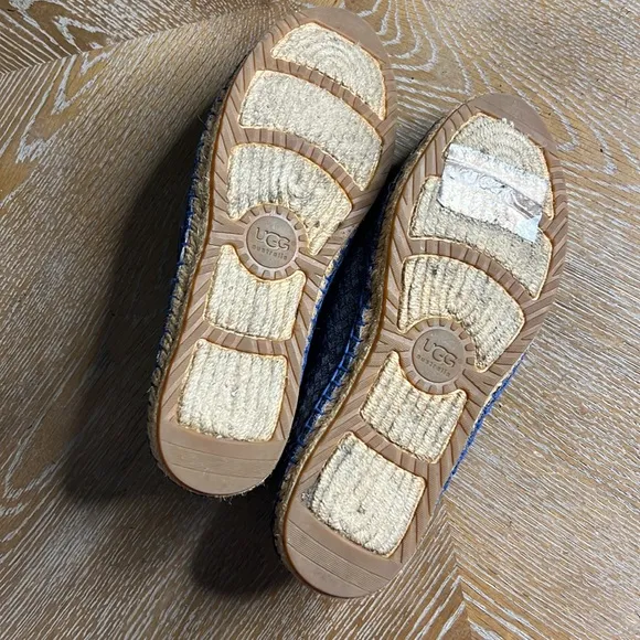 UGG SANDRINNE METALLIC BASKET RACING STRIPE BLUE SHOES 8