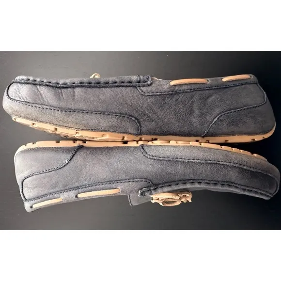 UGG Summer Moccasin Deck Boat Shoes Mens 12 Blue Leather Comfort Slip-On Preppy‎
