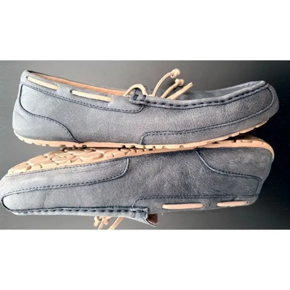 UGG Summer Moccasin Deck Boat Shoes Mens 12 Blue Leather Comfort Slip-On Preppy‎