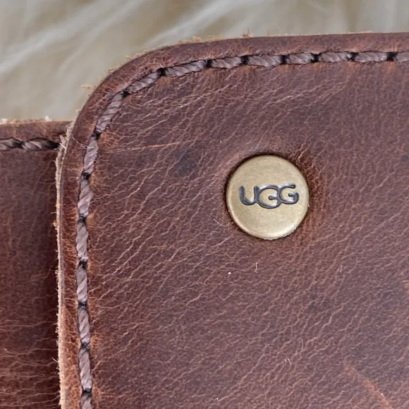 UGG Women's Brown Distressed Leather Buckles Boots sz 6.5 Moto Boho Western