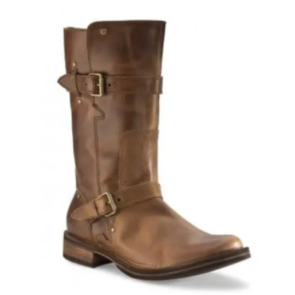UGG Women's Brown Distressed Leather Buckles Boots sz 6.5 Moto Boho Western