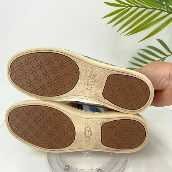 UGG X Pendleton Women's Sz 7 Fierce Slip On Shoes Brown Fabric Chevron Round Toe
