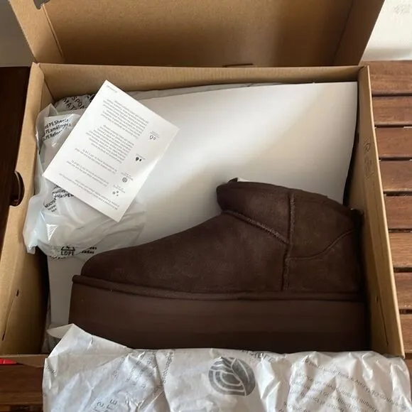 UGG Classic Ultra Mini Platform Booties Burnt Cedar USA Women Size 8/UK 6/EU 39