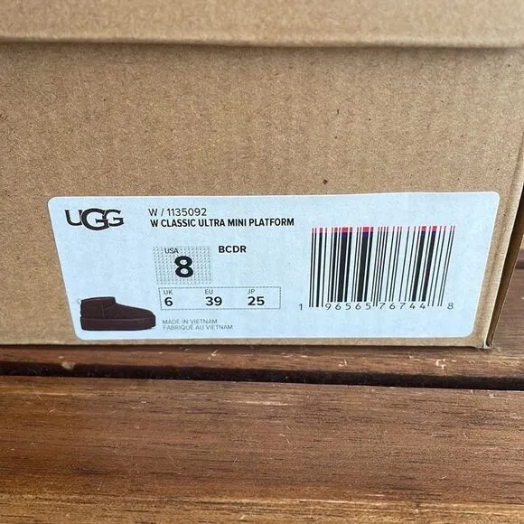 UGG Classic Ultra Mini Platform Booties Burnt Cedar USA Women Size 8/UK 6/EU 39