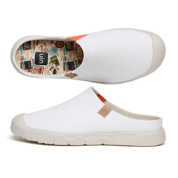 UIN Men's Fashion Slippers Walking Casual Shoes (Pure White Cadiz III )