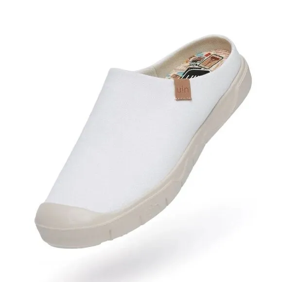 UIN Men's Fashion Slippers Walking Casual Shoes (Pure White Cadiz III )