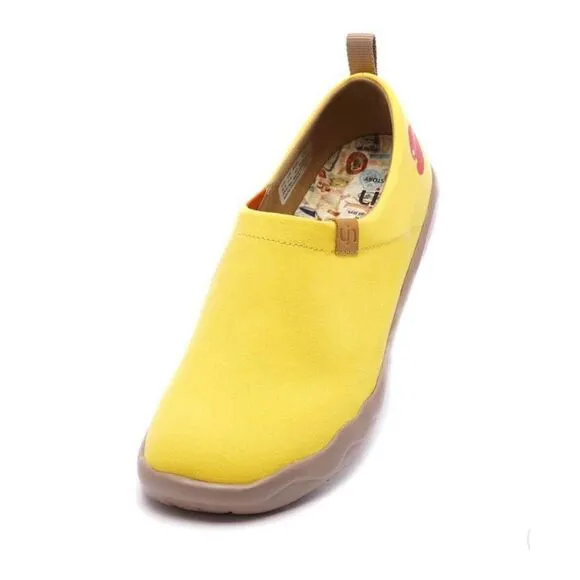 UIN Toledo Yellow Shoes Men Canvas Short Plush Ortholite Slip On Travel Size 8.5