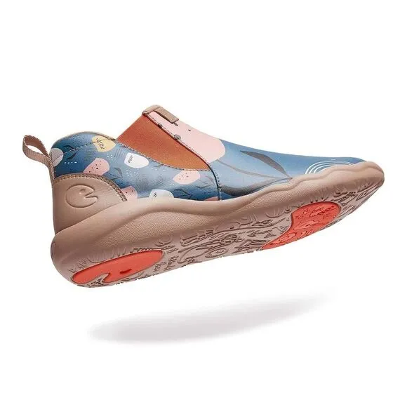 UIN Women's High Top Ankle Boots Walking Shoes (Flower In the Lake)New No Box