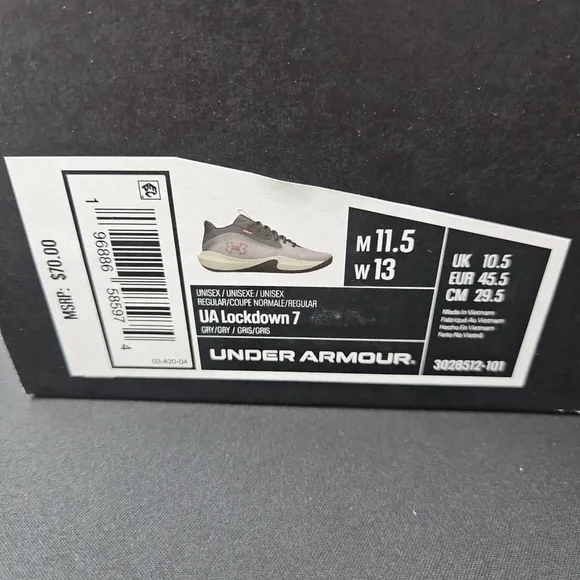 Under Armour Lockdown 7 Tetra Gray‎ Basketball Shoes 3028512-101 Men's Size 11.5