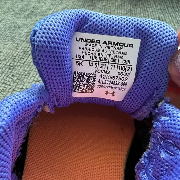 Under Armour Purple and White Sneakers with Mesh Upper