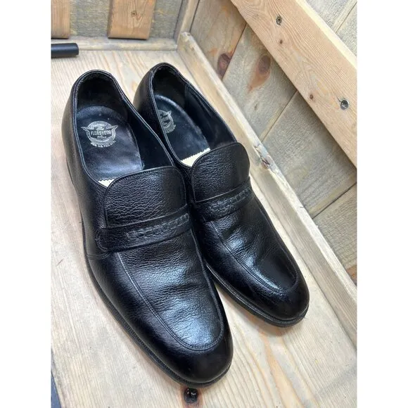 US12 Florsheim Mens Black Leather Slip On Dress Shoes Loafers