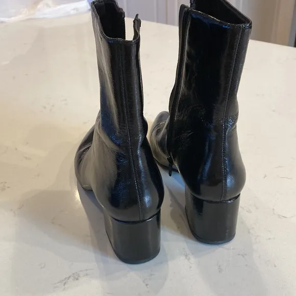 Vagabond Giselle Boots Black Patent Leather Shiny Pointy Toe Heel Ankle Boots 8