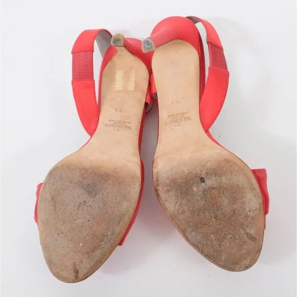 Valentino 39.5 US 9.5 shoes rose sandals red silk satin open toe slingback