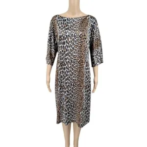 Vanity Fair Boat Neck 60s 70s Vtg Slip Dress Leopard Nightgown Vintage Louger