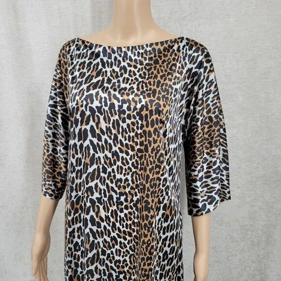 Vanity Fair Boat Neck 60s 70s Vtg Slip Dress Leopard Nightgown Vintage Louger