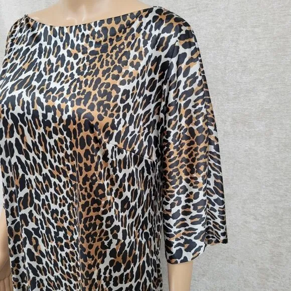 Vanity Fair Boat Neck 60s 70s Vtg Slip Dress Leopard Nightgown Vintage Louger