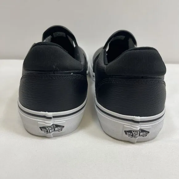 Vans Asher Deluxe Comfort Men's 11.5 Black Slip On Shoes Tumble Leather Sneakers