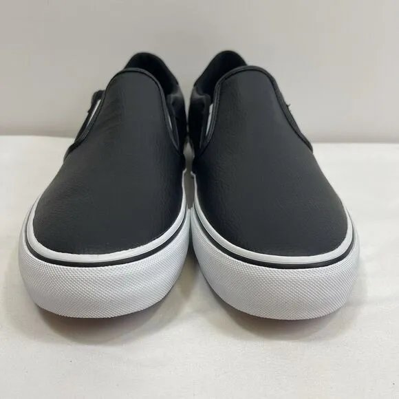 Vans Asher Deluxe Comfort Men's 11.5 Black Slip On Shoes Tumble Leather Sneakers