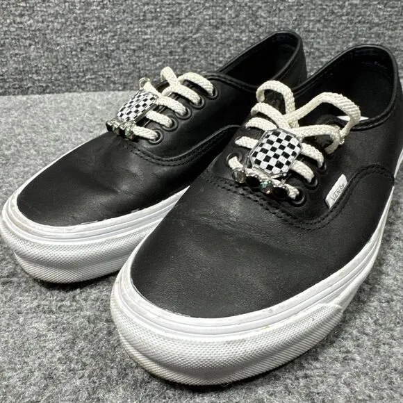 Vans Authentic Piercing Black/True White Women's Classic Skate‎ Shoes Size 8