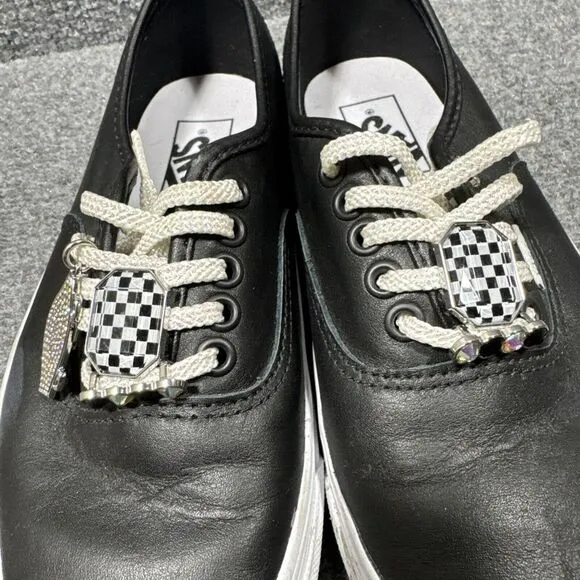 Vans Authentic Piercing Black/True White Women's Classic Skate‎ Shoes Size 8