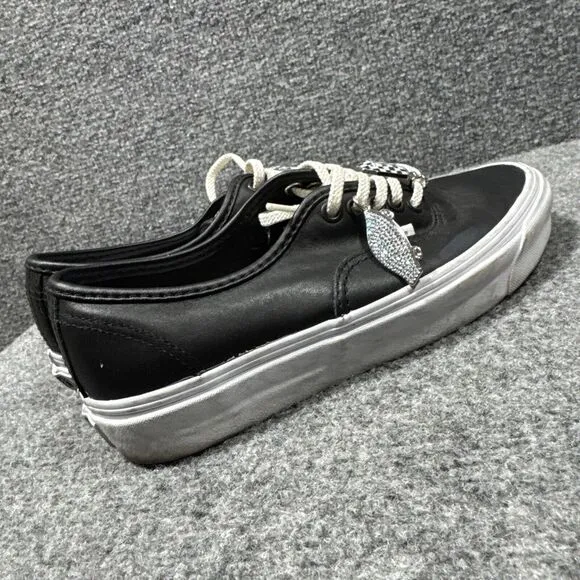 Vans Authentic Piercing Black/True White Women's Classic Skate‎ Shoes Size 8