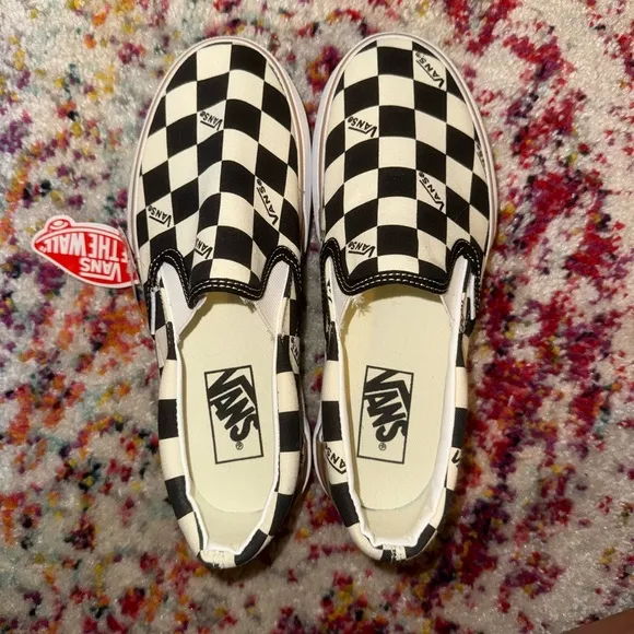 Vans Black and White Slip-On Shoes