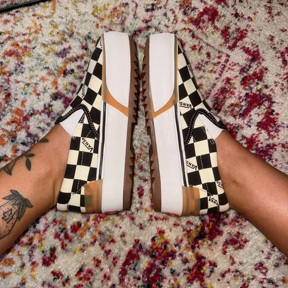 Vans Black and White Slip-On Shoes