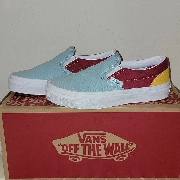 Vans Classic Slip On Retro Rainbow Multi / True White Sneaker Shoes Size 13