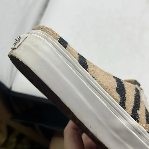 Vans Hazy Bone Skeleton Slip On Sneakers Shoes Mules Brown Womens 8 Mens 6.5